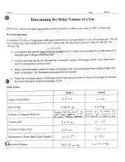 Determining Molar Volume Gas Post Lab Answers