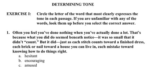 Determining Tone Exercise I Circle The Letter Of The Word