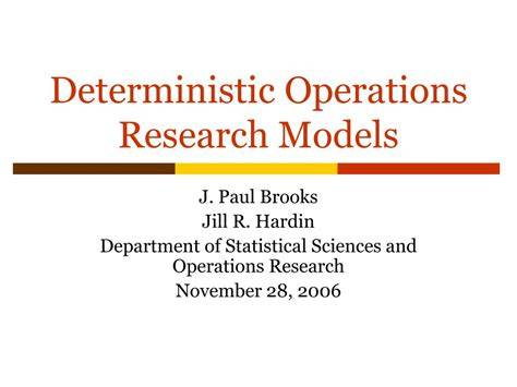 deterministic operations research solutions