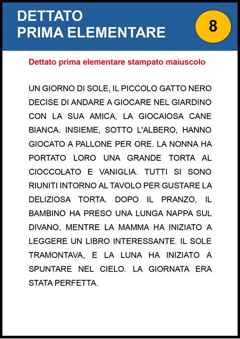 Dettato In Prima Elementare