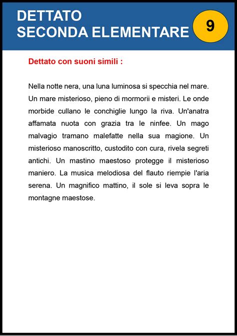 Dettato Seconda Elementare