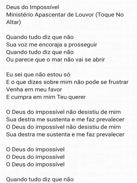 Deus Do Impossivel Letra