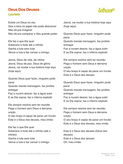 Deus Dos Deuses Letras