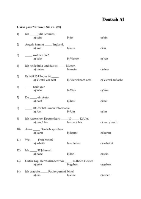 Deutsch Exercises A1