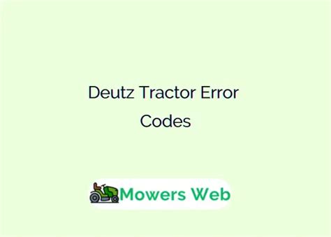 Deutz Agrotron Error Codes