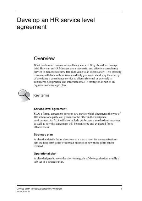 Develop An Hr Service Level Agreement Rmit University
