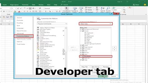 Developer Excel 2016