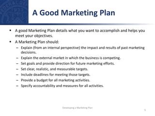 Developing A Marketing Plan Fdic