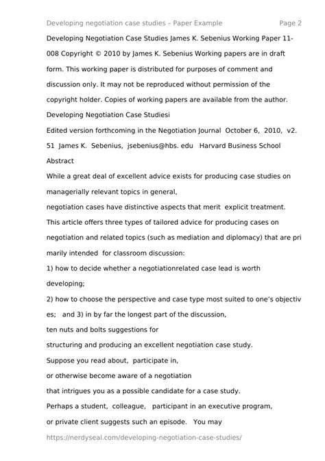 Developing Negotiation Case Studies Harvard Business School