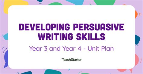 Developing Persuasive Writing Skills Unit Plan Year 3 Persuasive Texts Year 4 - Persuasive Texts Year 4