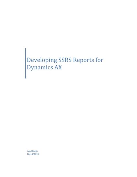Developing Ssrs Reports For Dynamics Ax Hirwani Mukesh
