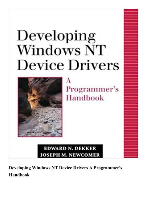 Download Developing Windows Nt Device Drivers A Programmers Handbook Programming The Win 32 Driver Model 