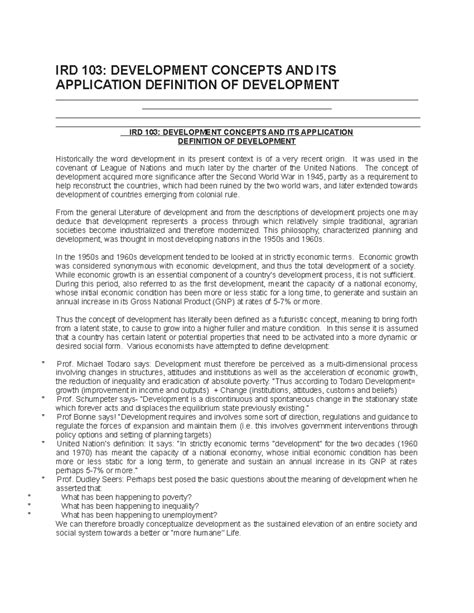Development Concepts And Applications Ird 103