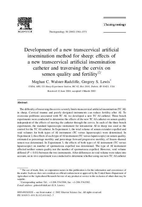 Full Download Development Of Transcervical Ai In Sheep 