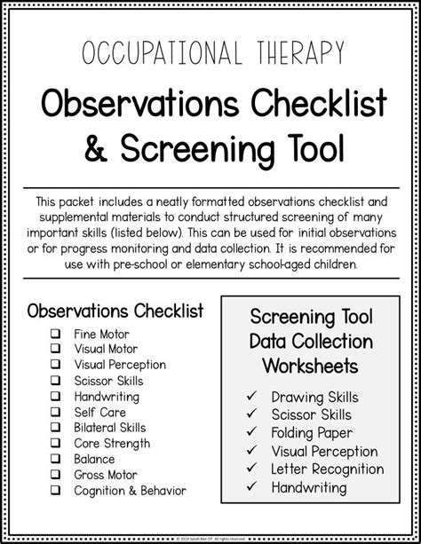Developmental Checklist The Ot Toolbox Kindergarten Developmental Checklist - Kindergarten Developmental Checklist