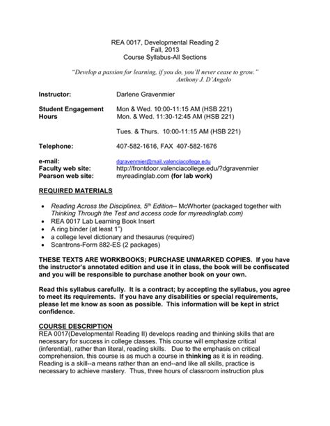 Read Online Developmental Reading Ii Course Syllabus 