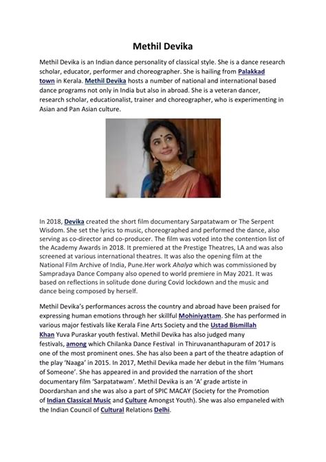 devika methil biography examples
