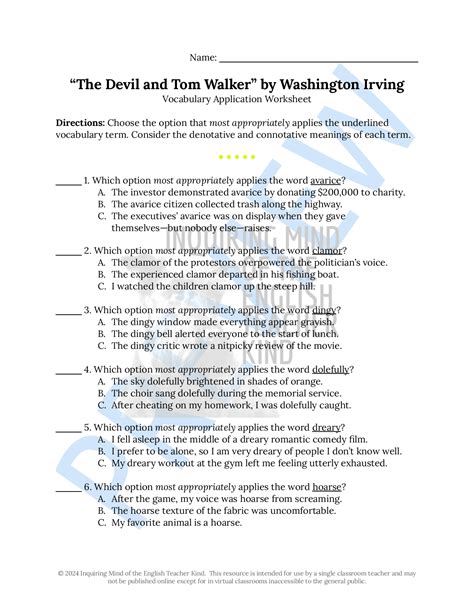 Devil And Tom Walker Analyze Imagery Answers