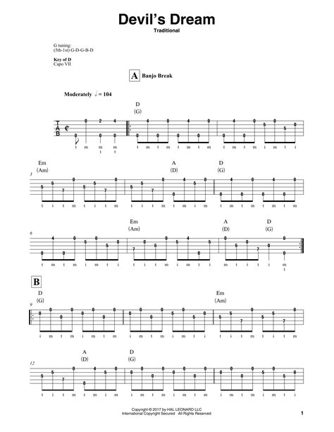 devils dreams banjo tab