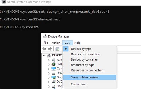 devmgr show non present devices