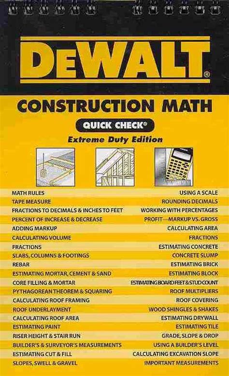 Dewalt Construction Math Quick Check Extreme Duty Edition Math Quick Check - Math Quick Check