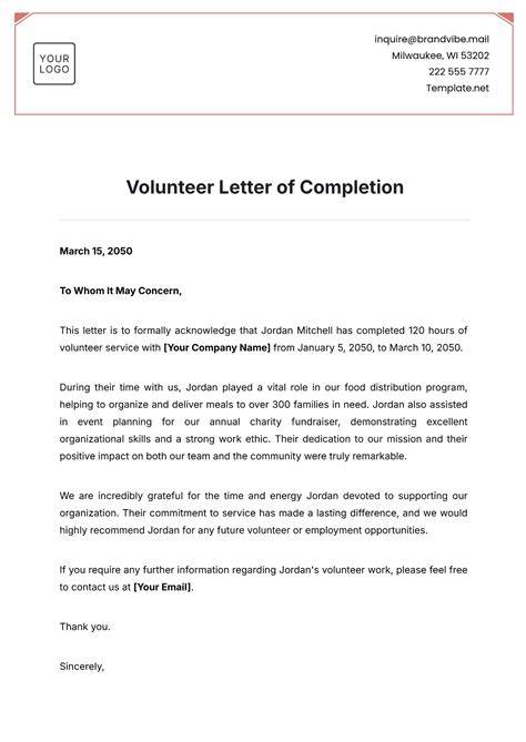 dfe volunteer hours completion letter sample