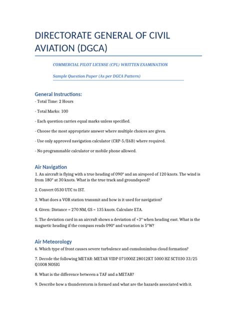 Dgca Question Papers