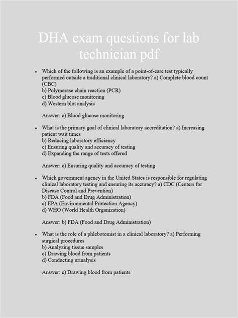 dha exam for lab technician
