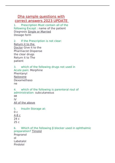 Dha Exam Sample Questions For Physiotherapist