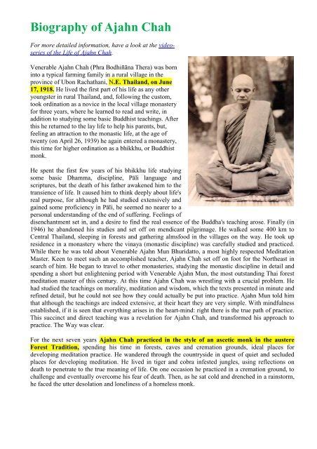 dhamma talks by ajahn chah biography