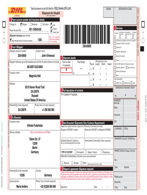 Dhl Bill Of Lading
