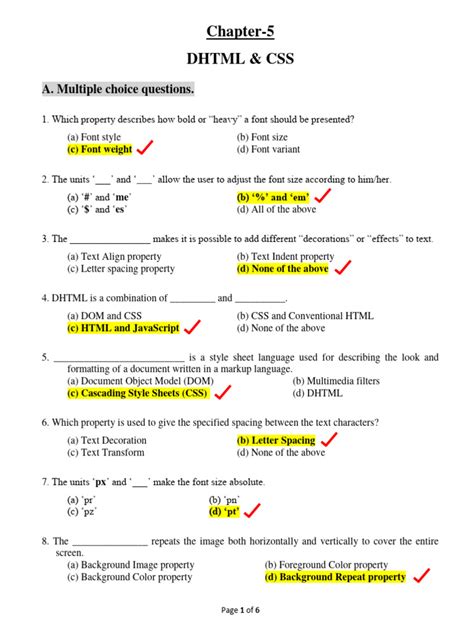 Dhtml Multiple Choice Questions And Answers