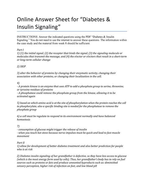 Diabetes Case Study Recitation Worksheet Online Answer Sheet Beef Insulin Molecule Worksheet Answers - Beef Insulin Molecule Worksheet Answers