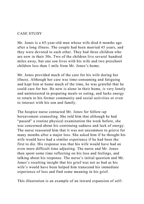 Diagnostic Case Study Mr Jones Christine E Buckingham