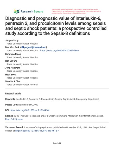 Read Online Diagnostic Value Of Procalcitonin Interleukin 6 And 