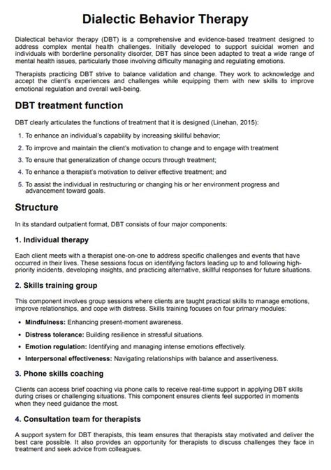 Dialectical Behavior Therapy Pdf