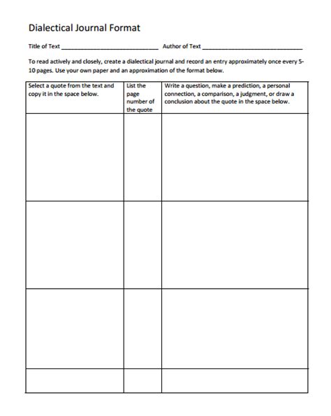 Read Dialectical Journal Format 