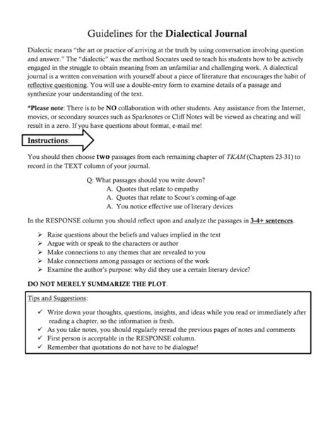 Download Dialectical Journal Guidelines 