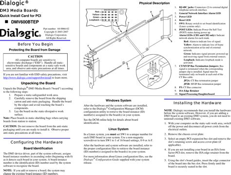 Download Dialogic Dm3 User Guide 