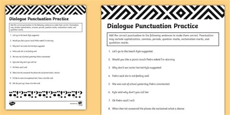Dialogue Punctuation Practice Activity For 6th 8th Grade Dialogue Punctuation Worksheet 6th Grade - Dialogue Punctuation Worksheet 6th Grade