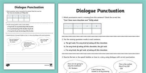 Dialogue Punctuation Quiz For 6th 8th Grade Teacher Dialogue Punctuation Worksheet 6th Grade - Dialogue Punctuation Worksheet 6th Grade