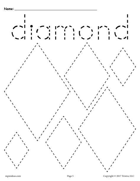 Diamond Or Rhombus Shape Tracing And Coloring Worksheet Preschool Diamond Shape Worksheets - Preschool Diamond Shape Worksheets