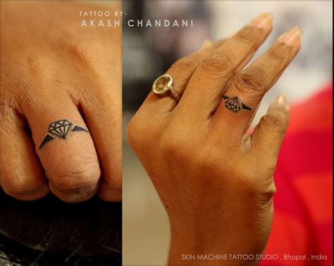 Diamond Ring Finger Tattoos