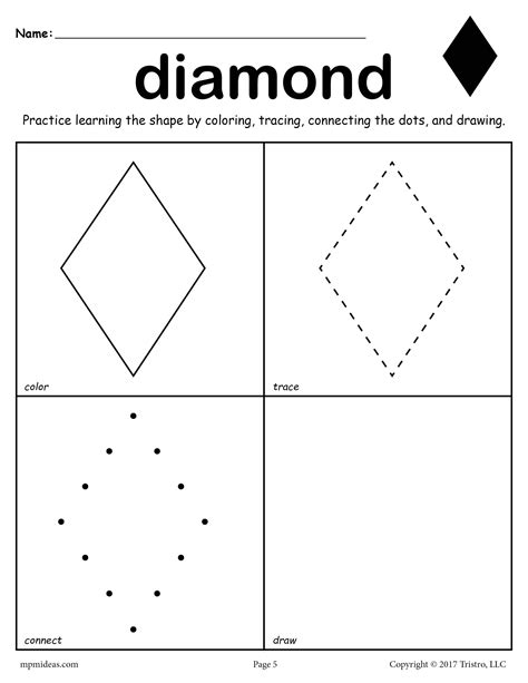 Diamond Shape Worksheet Color Trace Connect Amp Draw Preschool Diamond Shape Worksheets - Preschool Diamond Shape Worksheets