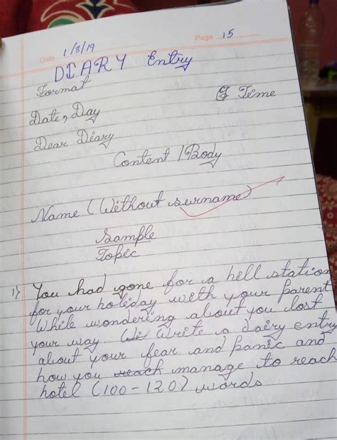 Diary Entry For Class 6th