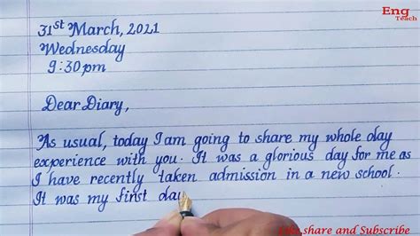 Diary Entry For Class 8