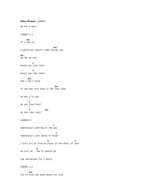 Diary Jane Lyrics