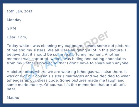 Diary Writing For Class 9