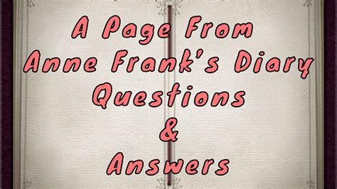 Full Download Diary Anne Frank Questions Answers 