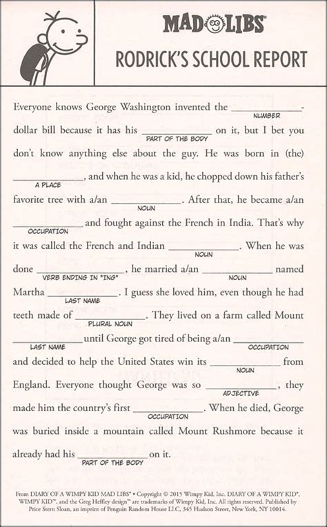 Read Diary Of A Wimpy Kid Mad Libs 